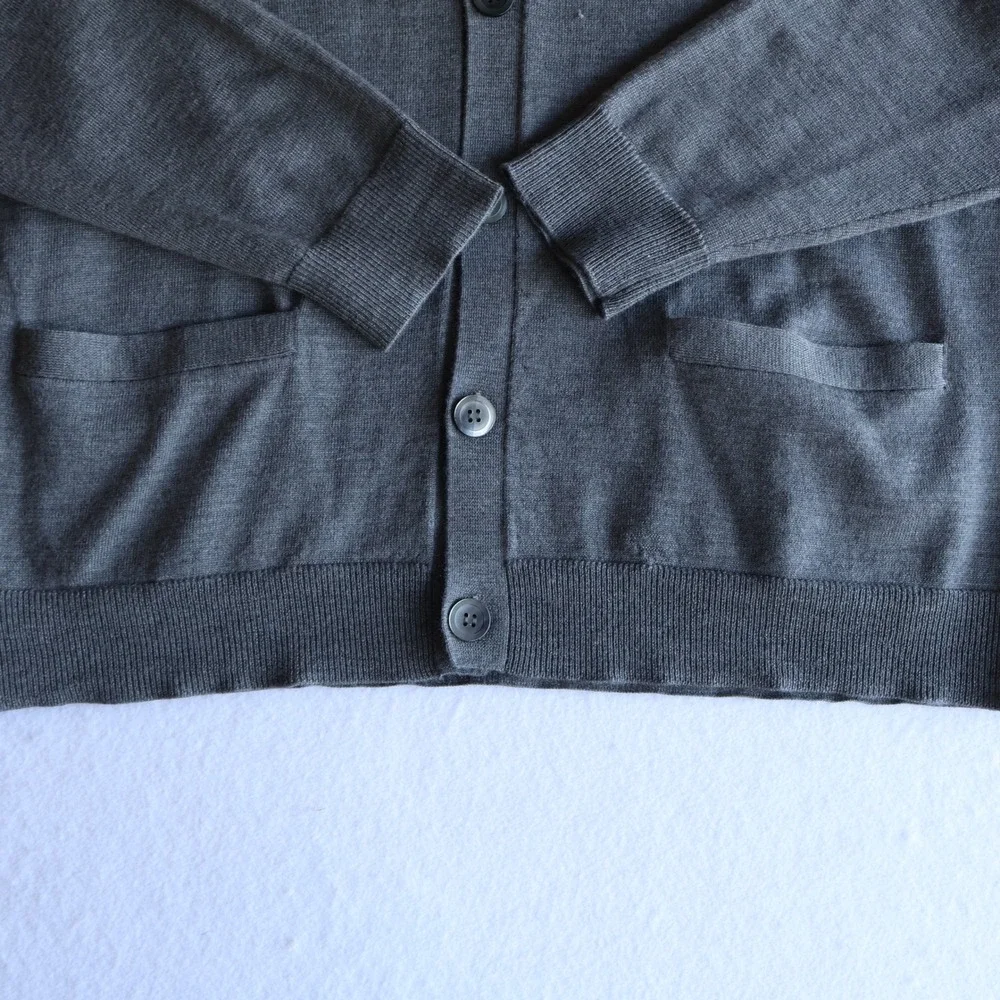 NWT Joseph & Lyman Merino Wool Cardigan Sweater Mens Large Gray Preppy